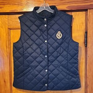 Lauren Ralph Lauren Navy Quilted Vest with Crest Large